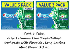 Crest Premium Plus Scope Outlast Toothpaste, Mint Flavor 5.2 oz, Pack of 6
