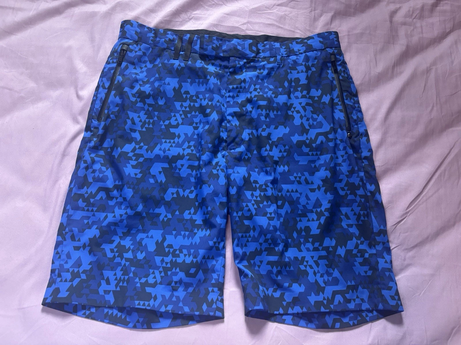 Ralph Lauren RLX Golf Shorts Mens 36 Blue Geometric Lightweight Water Resistant