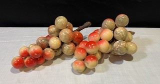 Vintage Italian Alabaster Marble Stone Grapes Lot Of 2 8” Each