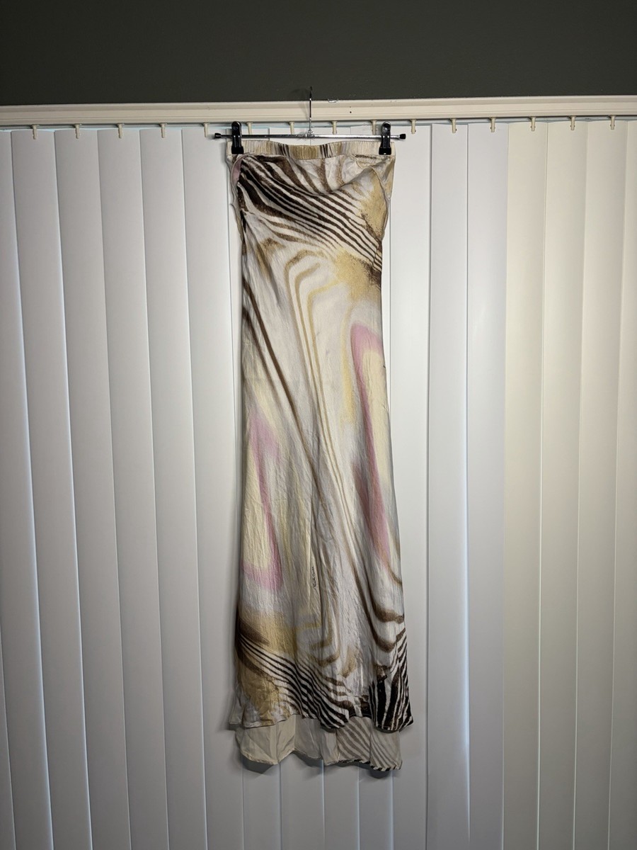 Roberto Cavalli Silk Zebra Print Long Maxi Flowy Dress Women's Sz