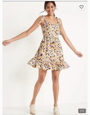Old Navy Fit & Flare Cami Mini Dress XXL Floral Tie Shoulder Sundress Ruffle Hem