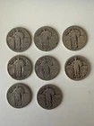 25 Cent No Date Standing Liberty Quarters Dateless  1916 – 1930 (Lot of 8)