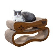 2-in-1 Cardboard Cat Scratcher Bed, Reversible Horizontal Scratch Pad