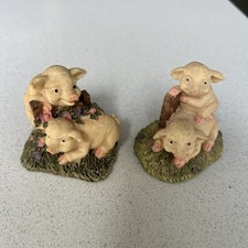VINTAGE -  PIG / PIGLETS PLAYING SET OF 2 FIGURINES