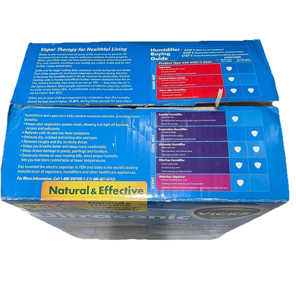 Vicks Ultrasonic Quiet Cool Mist Humidifier 1.2Gal Med/Lg Room Up To 20Hrs - Image 4 of 4