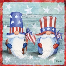 Boston International IHR 3-Ply Paper Napkins, Cocktail Size, Freedom Gnomes