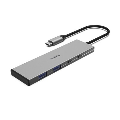 Hama USB-C Hub 4-in-1 Adapter 1x USB-C 2x USB-A 1x USB-C 3.2 100W Power Delivery