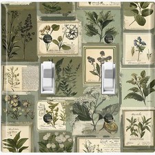 Metal Light Switch Outlet Cover Wall Plate Green Botanical Flower Herbs FWR436