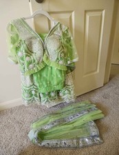 Dress Nepali Bhutan. Green Choli Set with Skirt for Women