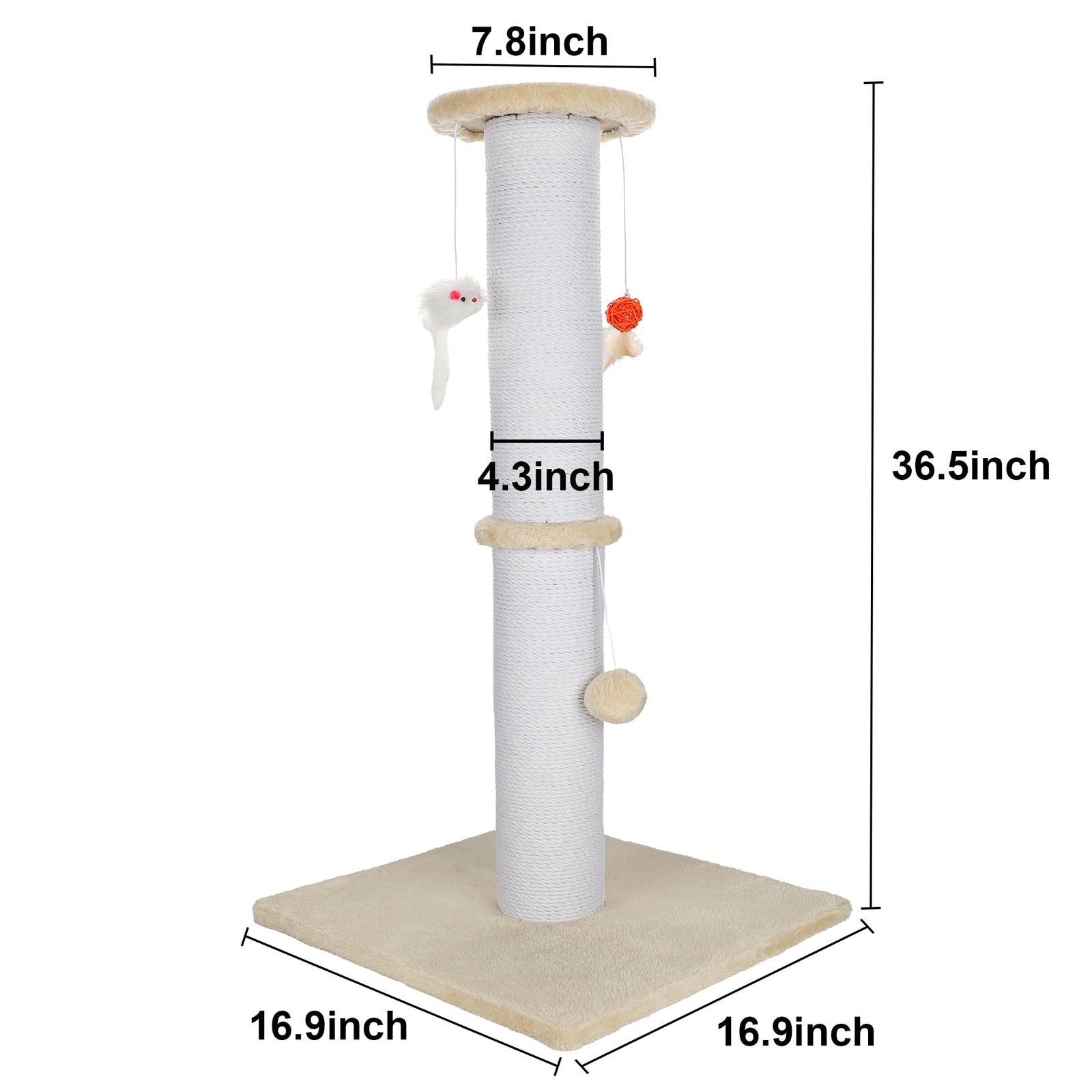 36.5 Inch Cat Scratching Post Heavy Duty Cat Scratch Post Handmade Cotton Rop...