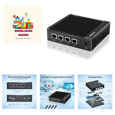 Efficient Mini PC Firewall Appliance - Intel J3710, 4 LAN Ports, AES-NI Support