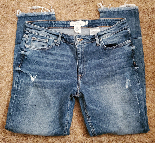 LOGG Mid Rise Straight Leg Jeans Size 31 Raw Hem Denim Blue Zip Fly EC - Picture 2 of 5