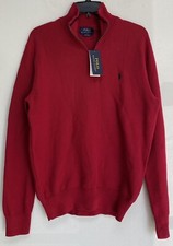 POLO RALPH LAUREN Men's Cotton Quarter-Zip Pullover Sweater, Red, Size S