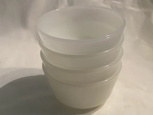 (4) 1950s Vtg Milk White GLASS sauce / dipping / berry / side / serving Bowls