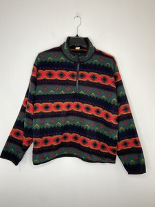 Vintage Menâs Aztec Print 1/4 Zip Pullover Multicolor Sz Medium Made In USA | eBay