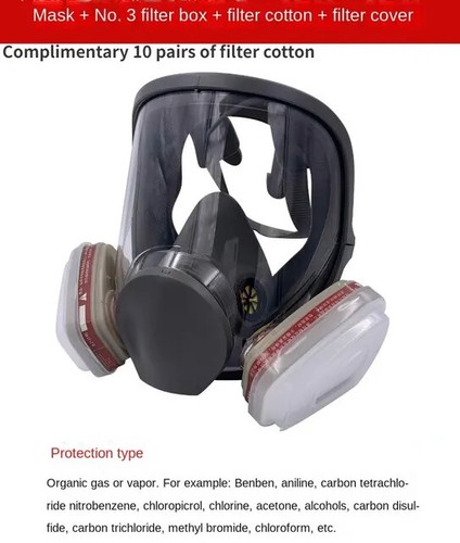 6800 Gas face Mask Anti-Fog, Dust-Proof Respirator for Industrial Work, Painting - Picture 10 of 10