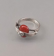 9906009 Vintage 925er Silver Carnelian-Ring Gr.58
