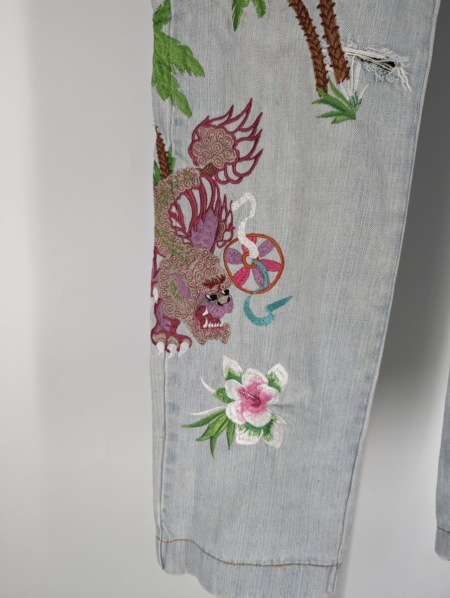 Dolce Gabbana Vtg Y2K Hawaiian Tropical Embroidered Studded Dolce Gabbana Vtg Y2K Hawaiian Tropical Embroidered Studded