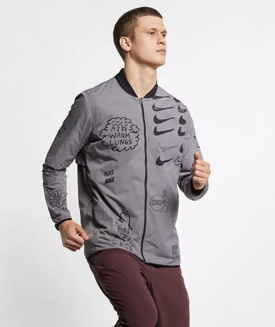 Nike Nathan Bell Men's Printed Running Jacket Full Zip SMALL Gray Gumsmoke Track | eBay