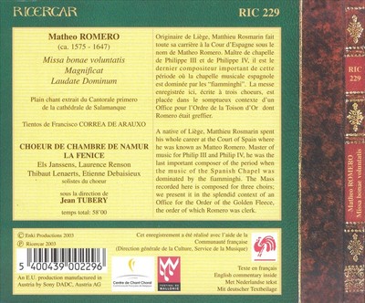 JEAN TUBÉRY MATHEO ROMERO: OFFICE POUR L'ORDRE DE LA TOISON D'OR NEW CD