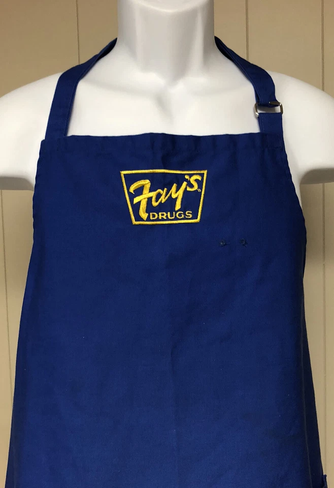 VTG Fays Drugs Retail Store Workers Apron Vest Pull Over Wrap Around Blue Yellow - Image 2 of 4