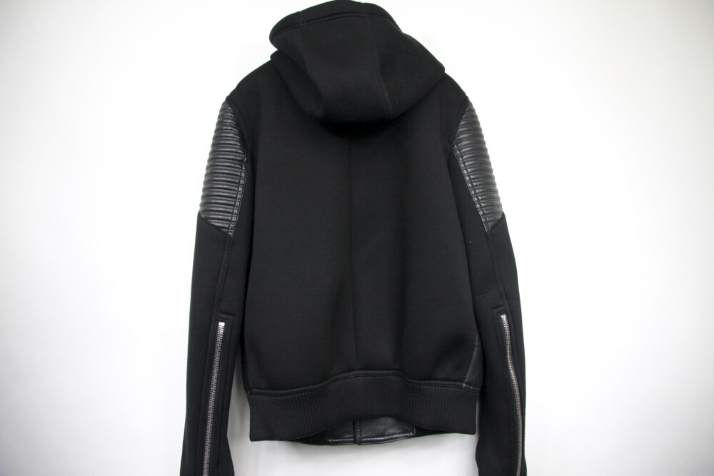 $3k+ Givenchy Black Leather Neoprene Hooded Biker Jacket $3k+ Givenchy Black Leather Neoprene Hooded Biker Jacket