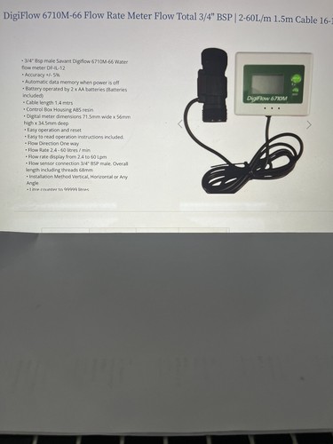 DigiFlow 6710M-66 Durchflussmesser Durchfluss Gesamt 3/4" BSP/2-60L/m 1,5m Kabel 16-13 - Bild 7 von 7