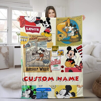 Personalized Mickey and Friends Blanket, Custom Name Disney Blankets, Disney Fam
