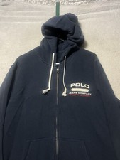 Vintage Polo Jeans Ralph Lauren Sweatshirt Hoodie Outdoor Golf Black Full Zip XL