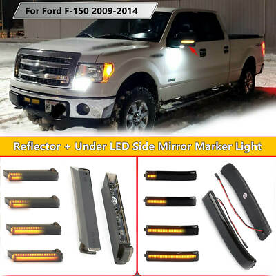 4x Smoked Dynamic Side LED Mirror Marker Signal Light For Ford F-150 F150 Raptor