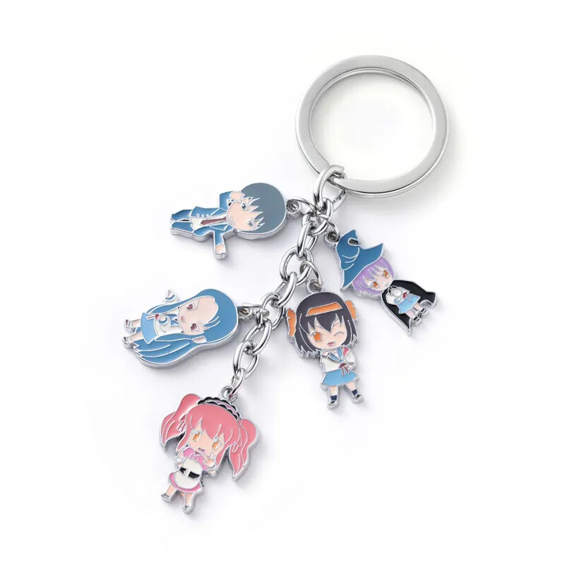 5 Piezas Anime Suzumiya Haruhi No Yuuutsu Aleación Llavero Colgante Cadena Colgante