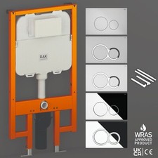 RAK 1.14M Slimline Concealed Cistern Toilet WC Frame & Round Chrome Flush Plate