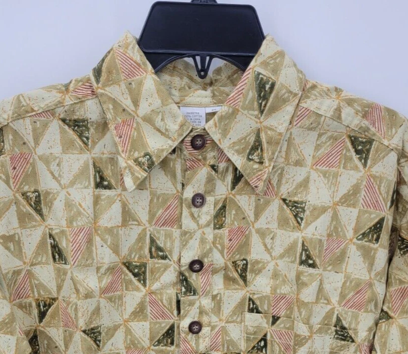 The Territory Ahead Shirt Mens Medium Tan Aztec Tribal Print Quarter Button Up - Image 3 of 4