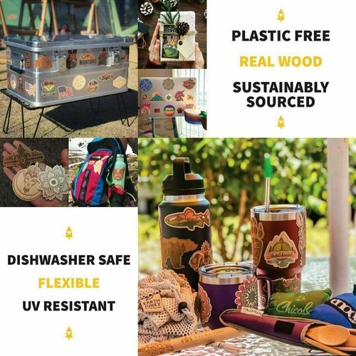 Holzaufkleber Nature Camp nachhaltig bezogen ECHTHOLZ umweltfreundlich Made in USA - Bild 2 von 21