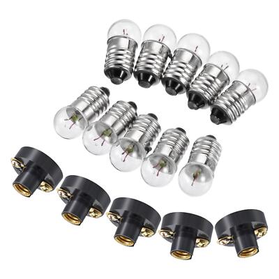 E10 Lampenfassung Set 3,8V 10x Lampenhalter Schraubsockel mit 20x E10 Glühbirne