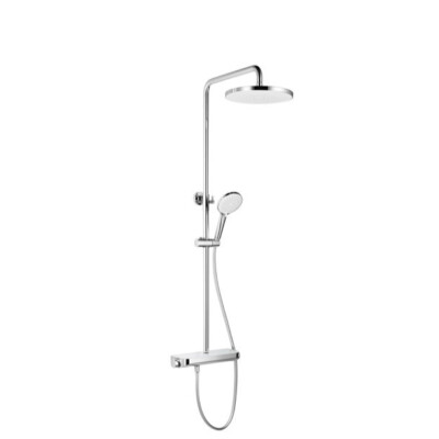 DUSCHSÄULE shower set m. Thermostatarmatur mit Glasablage Regenbrause Handbrause