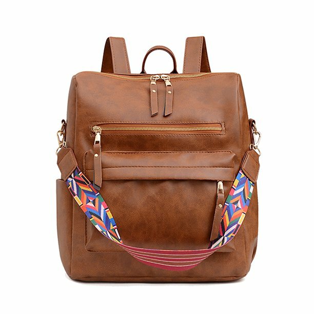anti-theft leather backpack women vintage shoulder bag ladies Natural for / Genuine Leather grain leather Crazy horse with ageing effect and is ideal both for women and for men Anti-Theft Vintage PU Soft Leather