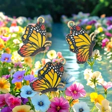 10 pcs Butterfly Charms Monarch Yellow Orange Gold Bead Drops Pendants 27x19mm