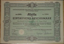 Thüringische Zellwolle Aktiengesellschaft 1939 1000 RM