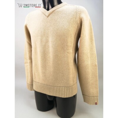 LEVI'S Pullover Levis Red Tab V Neck Beige Regular Fit Woolmark Original Vintage