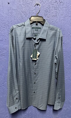 Perry Ellis Dress Shirt Men's Size XXL Cotton Dobby 4ISW3014RT 468 Ink