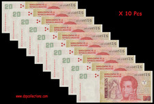 Argentina / Argentine Lot X 10 Banknotes 20 Pesos Juan Manuel, ND 2003 UNC