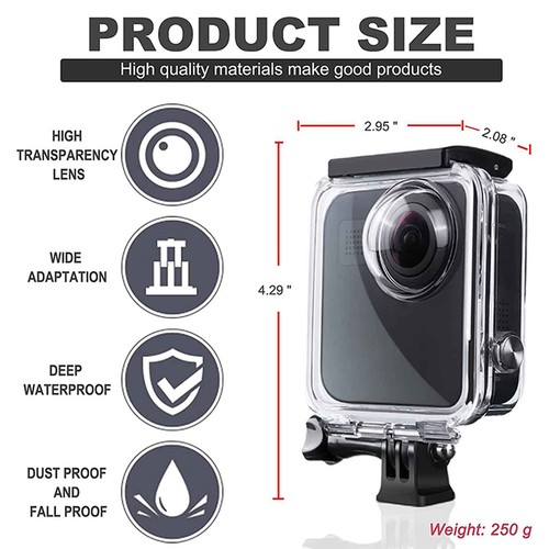Housse de boîtier de protection sous-marine étanche 45 M pour appareil photo GoPro Max - Photo 2 sur 10