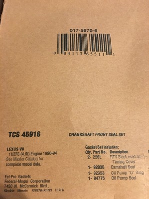 Fel-Pro Crankshaft Front Seal TCS45916 | eBay