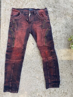 Elite Premium Denim Men's Distressed Wash Biker Hip Hop Jeans Size 40X32 