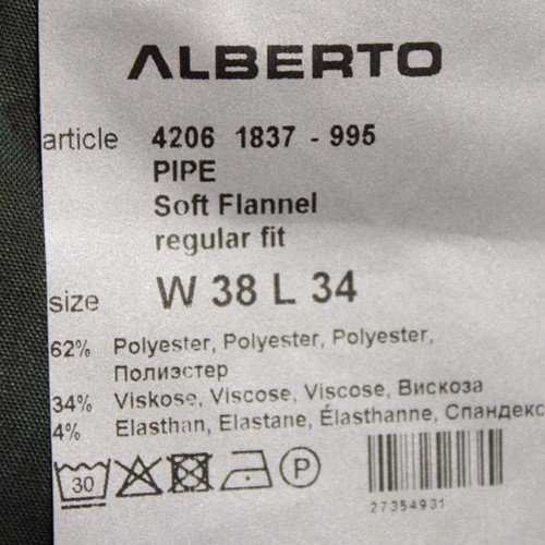 Alberto Neu mit Etikett 5 Taschen Jeansschnitt Hose Größe 38 US Pfeife in dunkelgrau Polyestermischung - Bild 16 von 19