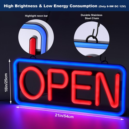 VENTA/ABIERTO Luz LED Neón Eléctrica Letrero de Negocios Puerta Ventana Tablero Iluminado - Imagen 7 de 12