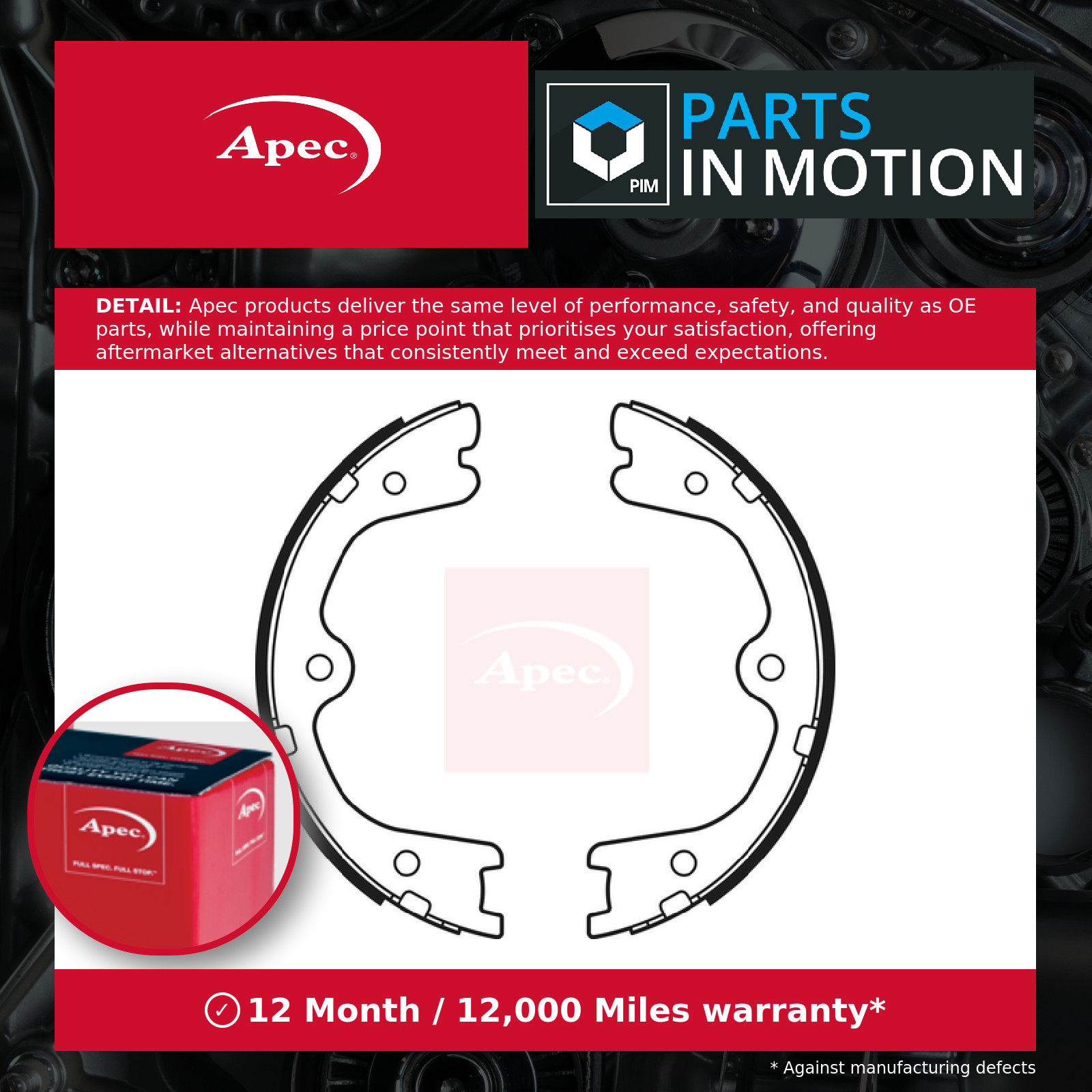 Handbrake Shoes Set SHU751 Apec Parking 4704203700 4704203800 A4704203700 New