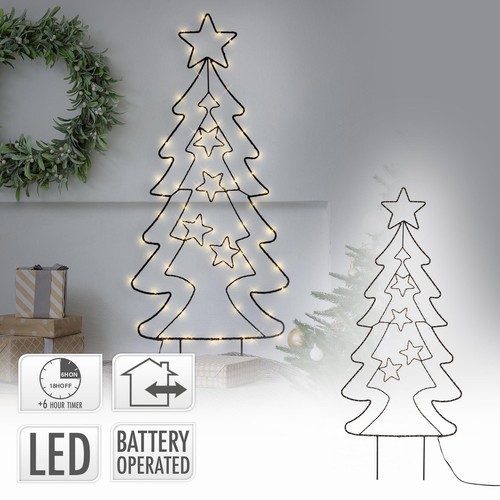 Decoración festiva árbol de navidad 90LEDs con pilas blanco cálido IP44 87 cm - Imagen 1 de 7