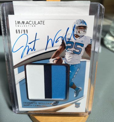 Javonte Williams IMMACULATE Tri-Color Patch 2021 69/99 signed/auto